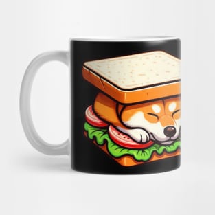 Shiba Inu is Sleeping in a Sandwich Mug